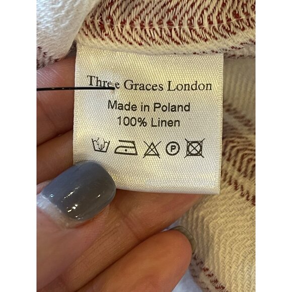 Three Graces London Red & White Striped Linen Open‎ Back Georgianna Midi Dress 6 - Picture 10 of 11